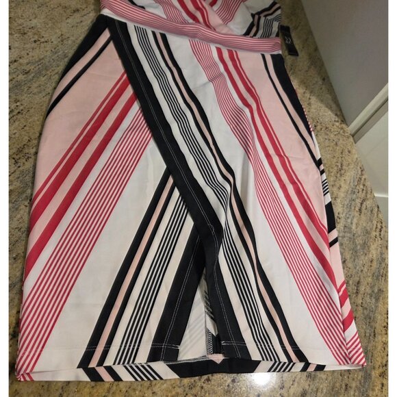 New! New York & Company Dress Pink Black Women's M Chevron Sleeveless Sheath NWT - Picture 5 of 15